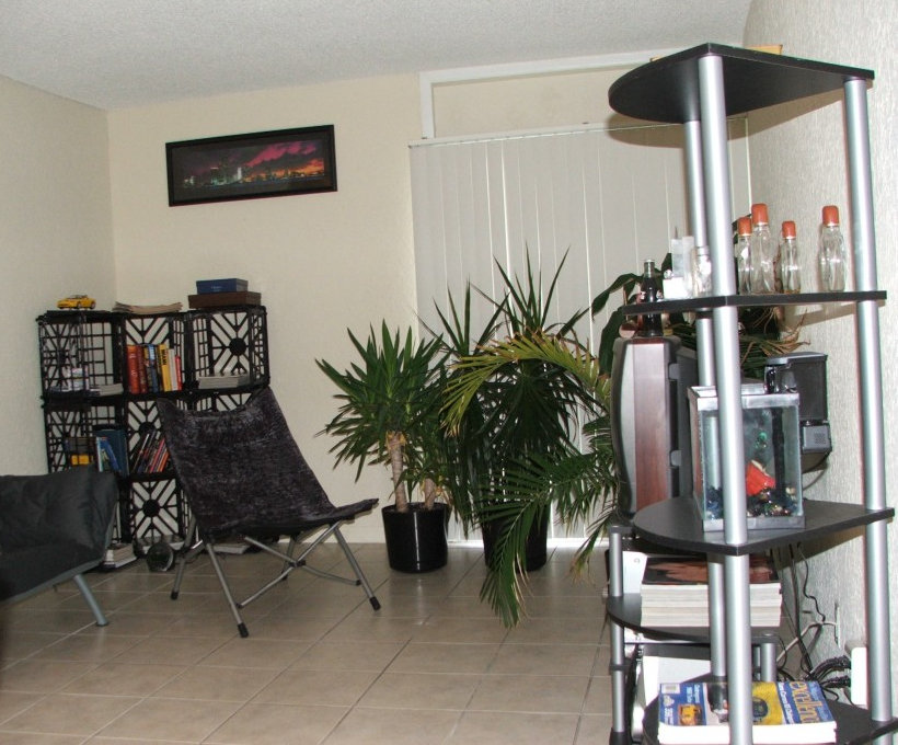 The living room of an apartment at the Overlook apartment complex in Miami, Fl