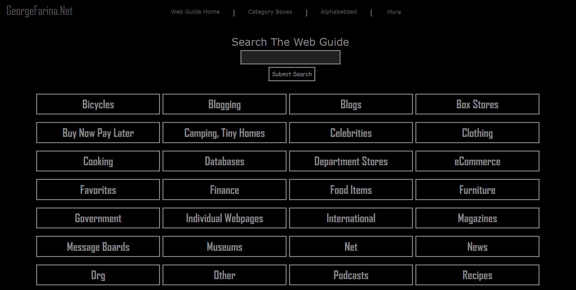 Web Guide Categories With A Grey Template