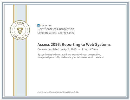 Access 2016: Reporting to Web Systems